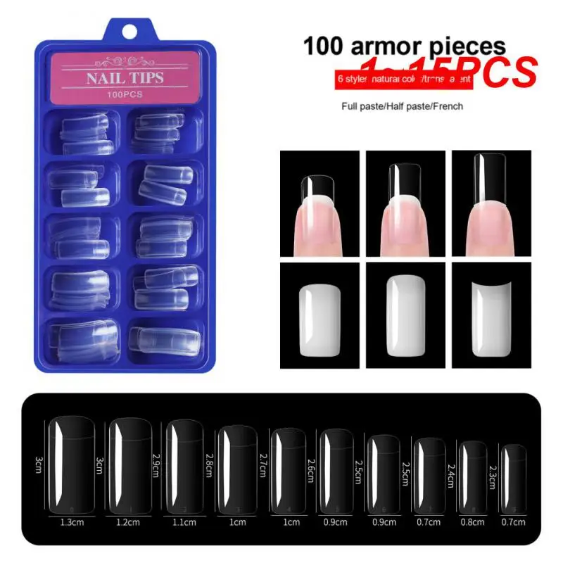 

1~15PCS Full Cover French Nail Tips with Box Long Coffin Pink and White Fake Nail Art Press on Tips Manicure Supplies