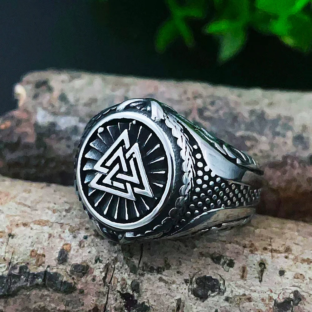 

Vintage Viking Valknut Ring Stainless Steel Biker Nordic Viking Ring For Men Punk Hip Hop Amulet Accessories Dropshipping