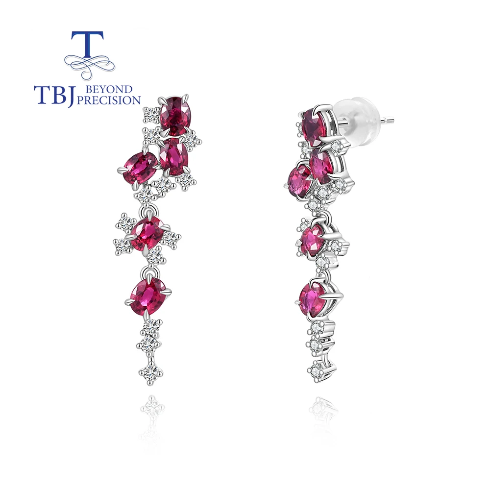 Серьги из 18-каратного белого золота с драгоценными бирманскими натуральными