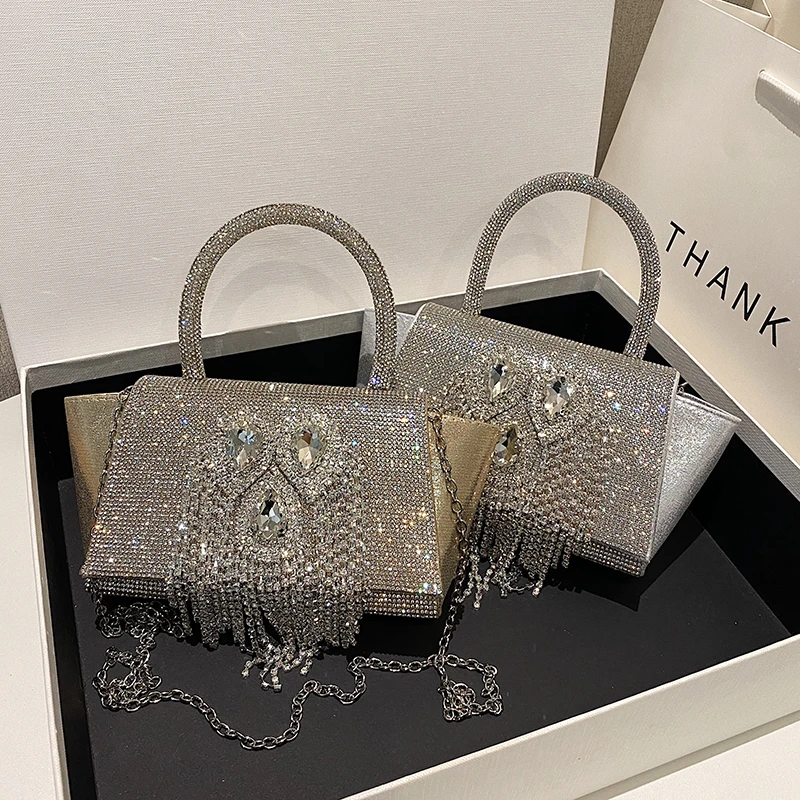 

Trendy Brand Designer Rhinestone Tote Evening Bags Women Handbags and Purses 2023 New Shine Shoulder Crossbody Bags High Quality