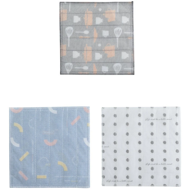 3 шт. чистящая подушечка из хлопчатобумажной пряжи с принтом впитывающая