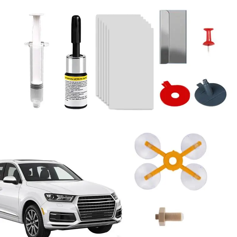 Windshield Repair Kit Windshield Cracks Invisible Repairing Liquid Kit For Truck DIY Windscreen Fix Tool For Half-Moon Bulls-Eye