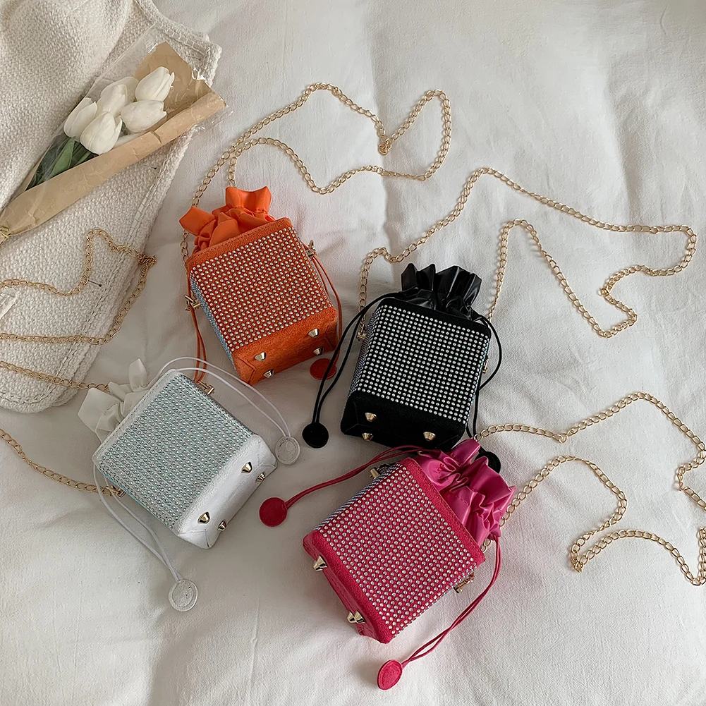 

Модные сумки-слинги в форме коробки через плечо для женщин, квадратная коробка-ведро из искусственной кожи, сумка на шнурке через плечо для ...