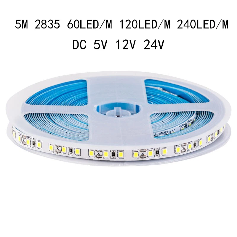 

DC 5V 12V 24V Volt SMD 2835 Led Strip 5m White Tape Light Ribbon 60/120/240Led/M LED Strip Flexible Tape Lamp Kitchen Home Decor