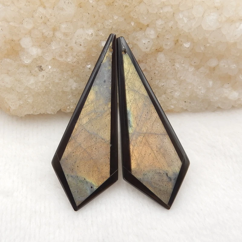 

Natural Lapis Lazuli with Labradorite Intarsia Earrings Bead,52x20x4mm 10g