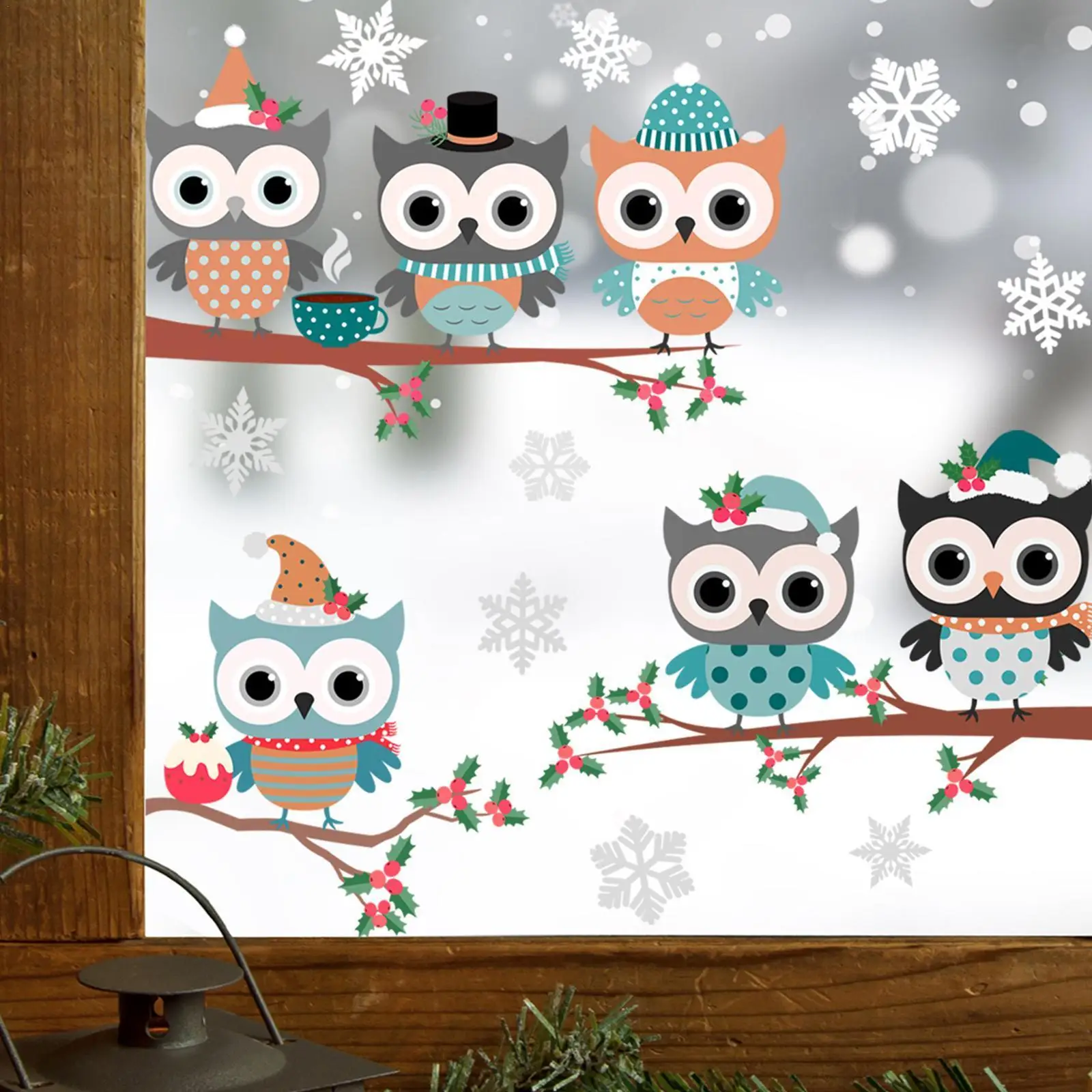 

Christmas Cartoon Birds Window Glass Stickers Merry Christmas Decor For Home Mirror Stickers Snowflake Wall Door Stickers X1b8
