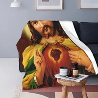 god jesus christ sacred heart blanket christian 3d printing flannel autumnwinter adultchildren bed sofa office warm blanket