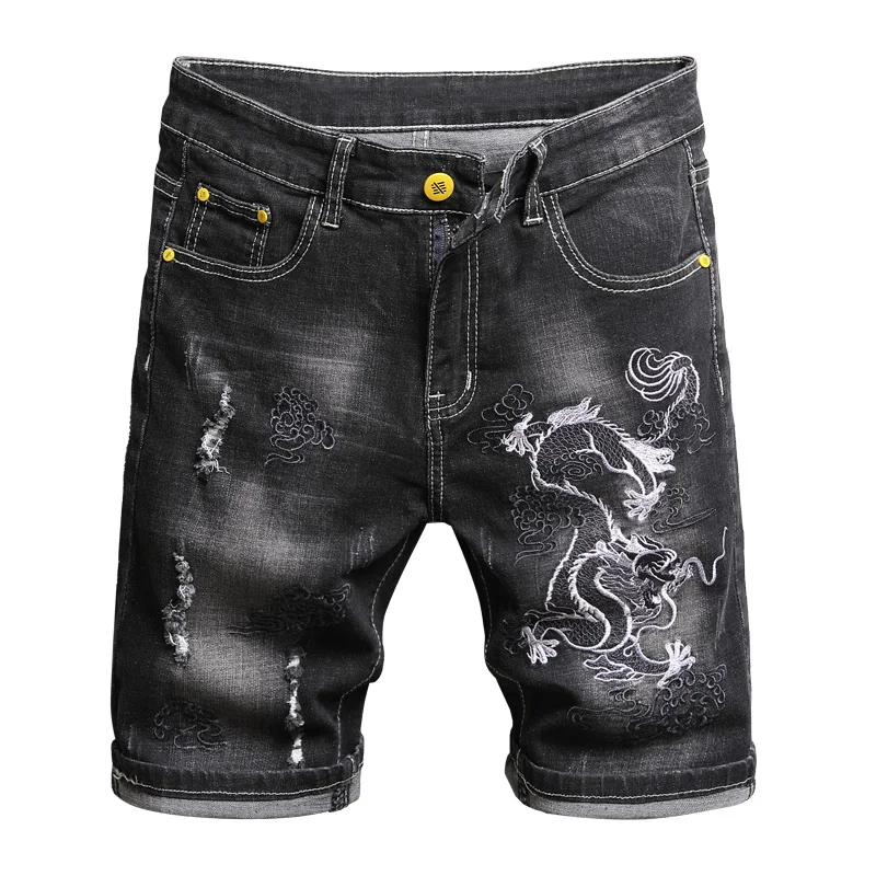 Summer Men's Slim Stretch Short Jeans 