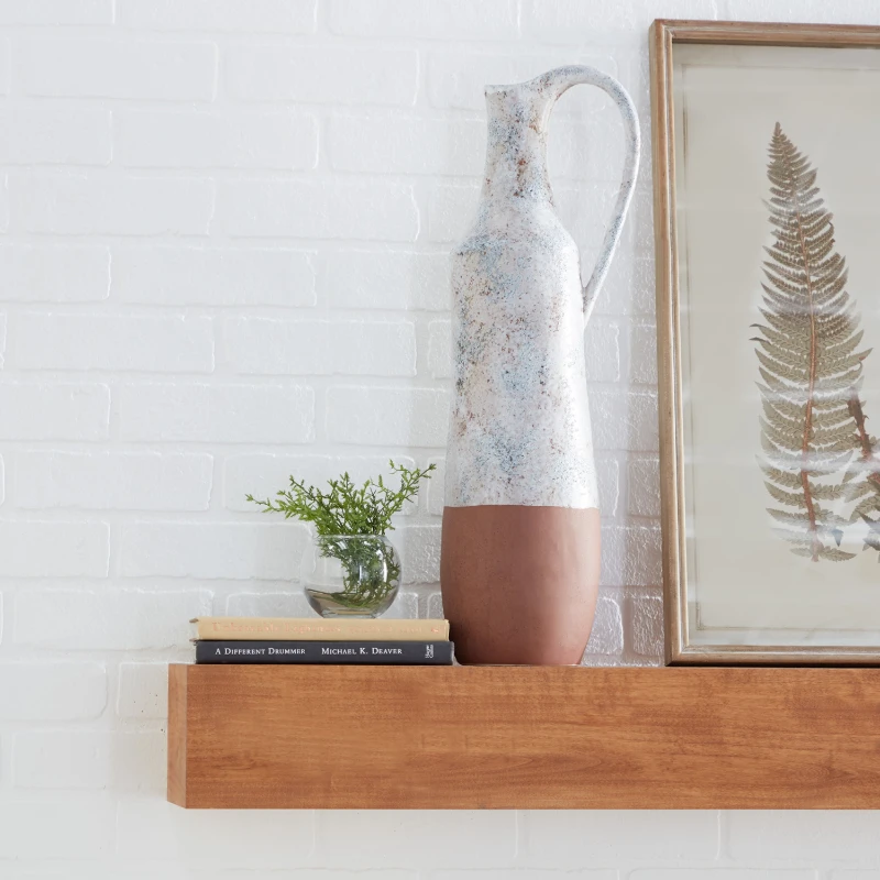 

Handmade White Ceramic Vase with Terracotta Accents