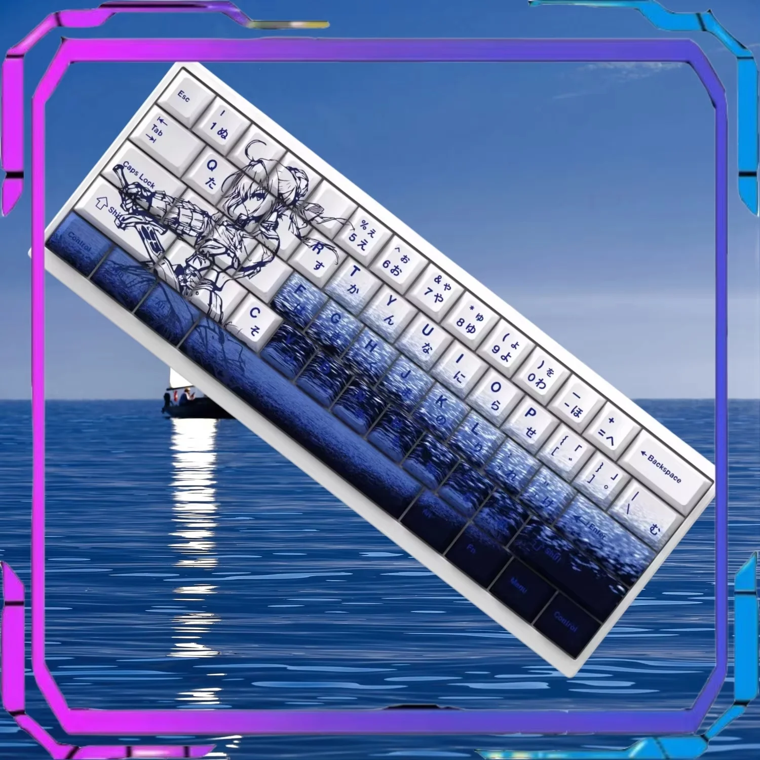 Колпачки для клавиш на тему Sabre механическая клавиатура синяя тема материал Pbt 73