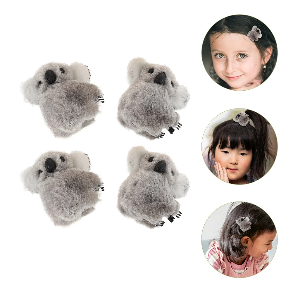 

4 Pcs Hair Accessories Koala Plush Child Girls Tiara Cute Toddler Hairpin Lambswool Women