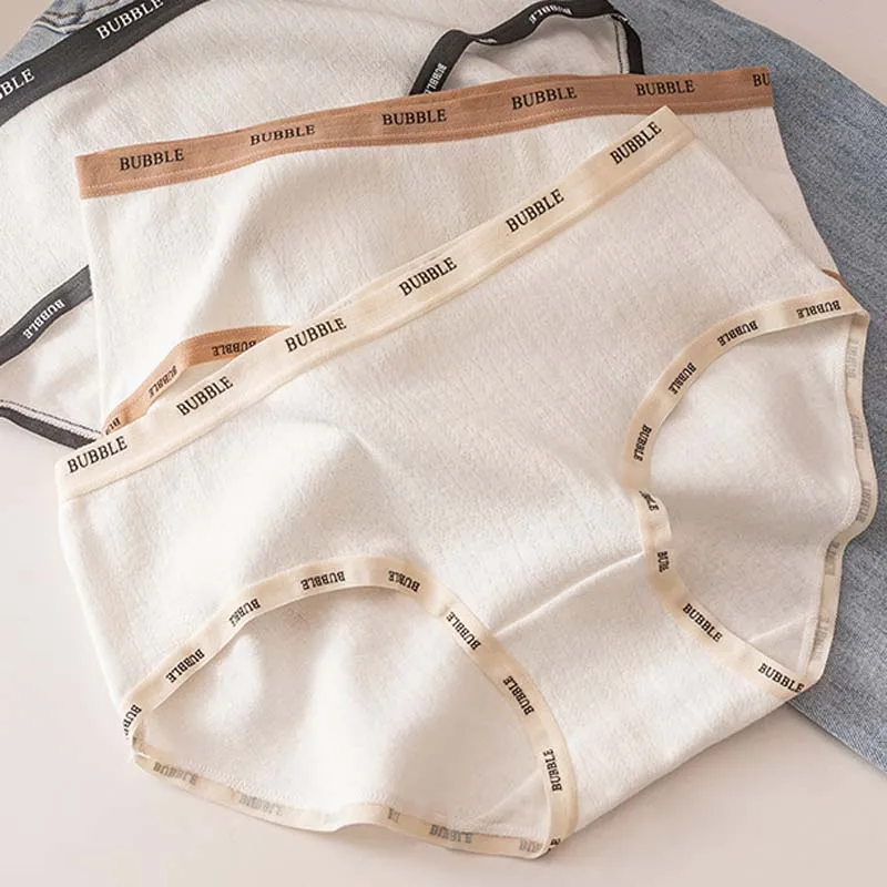 

Roseheart New Women Fashion White Yellow Mid Waist Panties M L XL Underwear Lingerie Briefs Cotton Brief Seamless Underpants