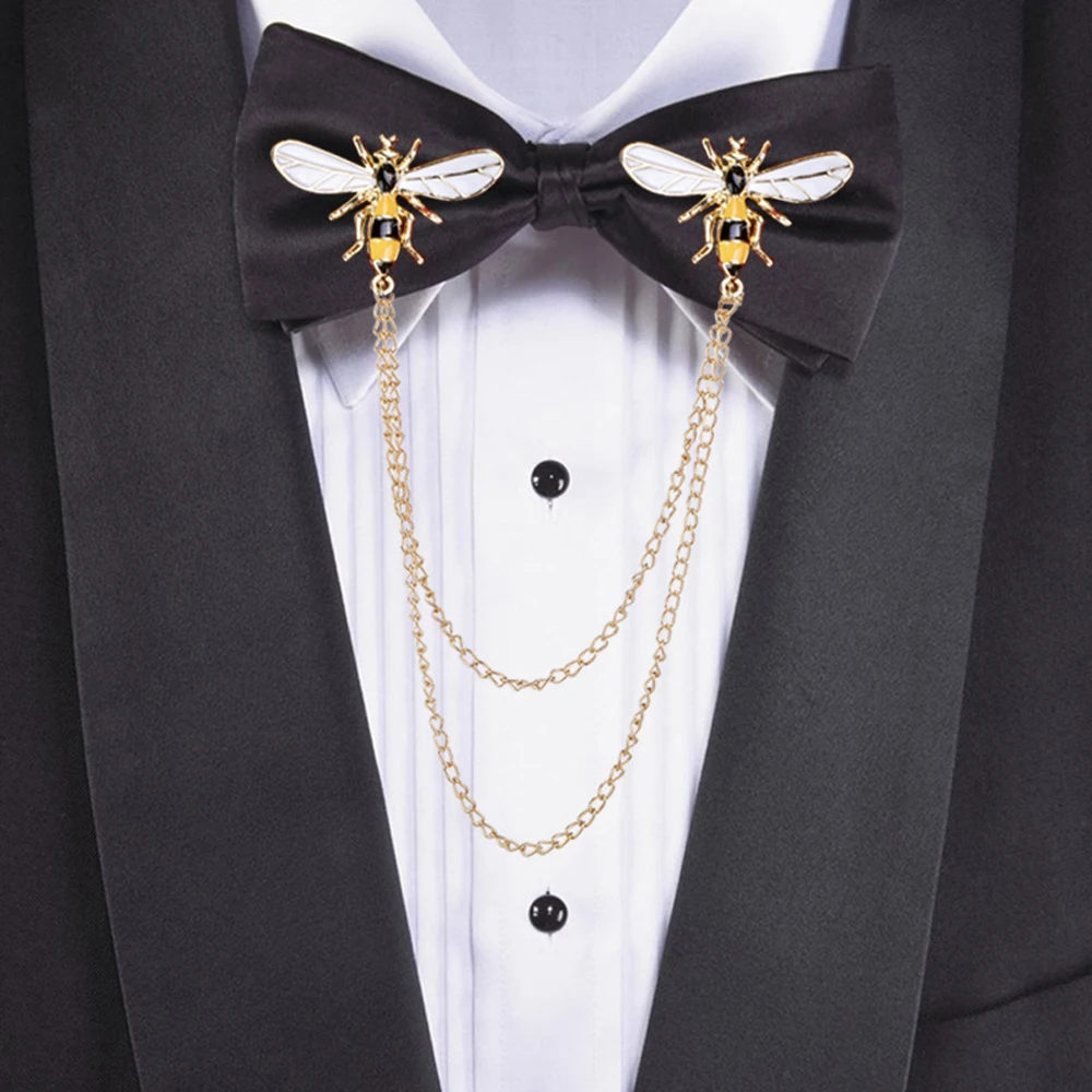 

Vintage Bees Tassel Collar Lapel Pin Metal Chain Brooch for Women Men Fashion Wild Shirt Lapel Pin Badge Clothes Decor