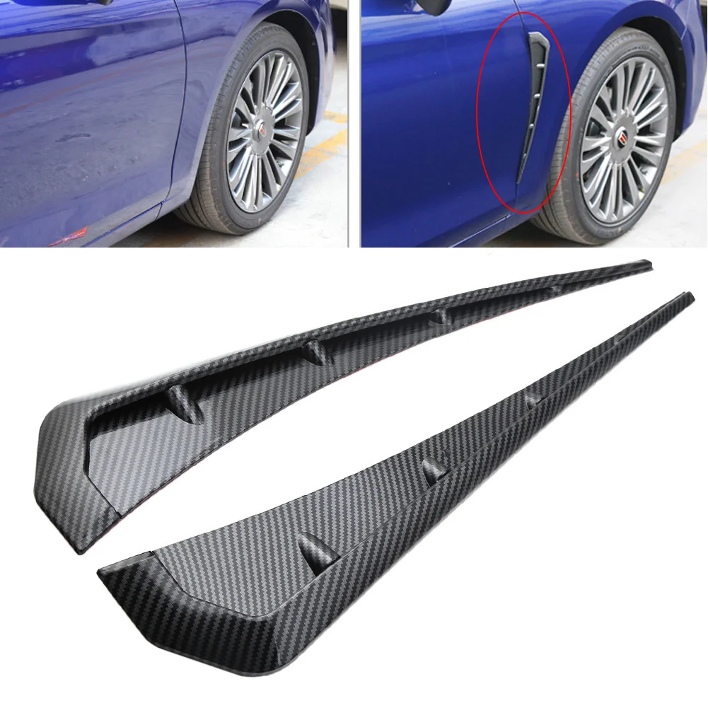 

2pcs Carbon Fiber Car Side Fender Vent Trim Air Wing Cover Trim Carbon Fiber Look Car Exterior Accessories Stickers Decorations