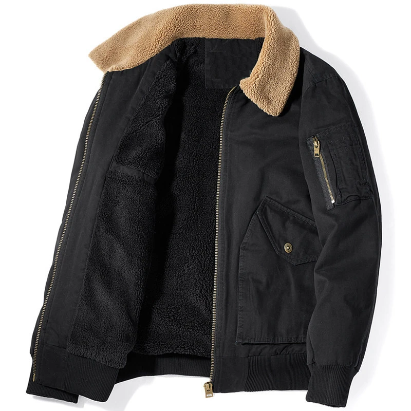 BINGCHENXU мужские флисовые карго-куртки меховые теплые куртки с воротником-стойкой