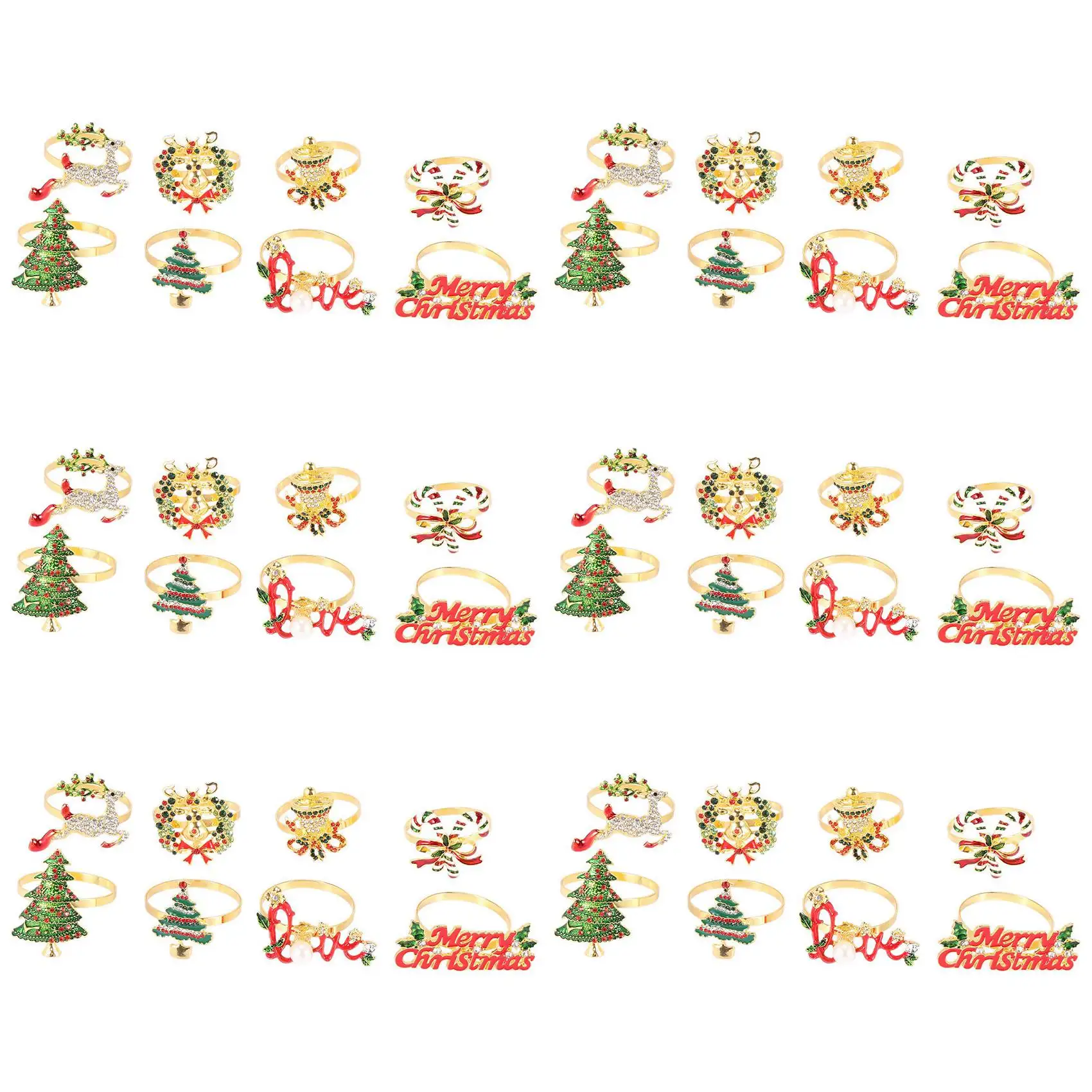 

Рождественские кольца для салфеток-набор из 36 держателей для салфеток, кольца для праздника, Рождественское украшение для стола, Пряжка для салфеток с оленем