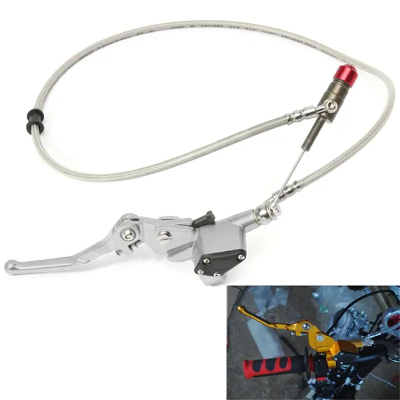 

7/8 inch Universal Dirt Bike Hydraulic Brake Clutch Cross Country Motorcycle Master Cylinder Handlebar with 1.2m Cable (Silver)