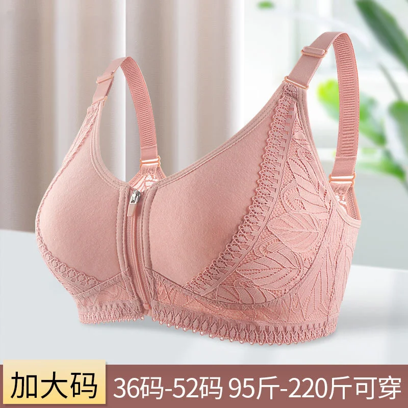 Front Hook Bra Soft Cotton Bra Front Zipper Middle-Aged and Elderly Underwear Ladies Underwired Lace Beautiful Back Adjustable Large Size Bra Front Hook Bra Soft Cotton Bra Front Zipper Middle-Aged and Elderly Underwear Ladies Underwired Lace Beautiful Back Adjustable Large Size Bra