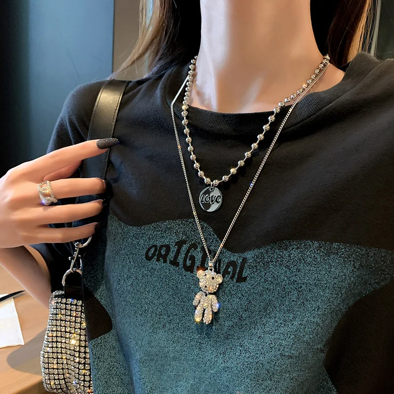 Подвеска Мишка Женская в стиле панк модное ожерелье для пар нишевая цепочка на