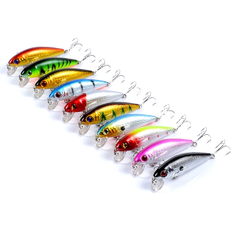 

10pcs Minnow Fishing Lure Hard Artificial Bait 3D Eyes 7cm 8.7g Wobblers Crankbait Floating Plastic Baits Minnow Pesca
