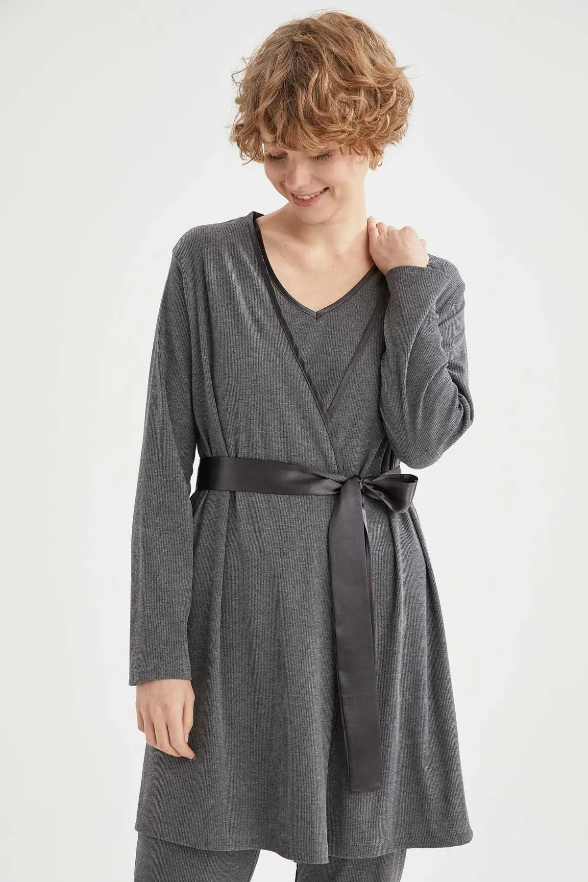 

Халат женский трикотажный, пикантный пеньюар, кимоно для невесты, модный расслабляющий Халат