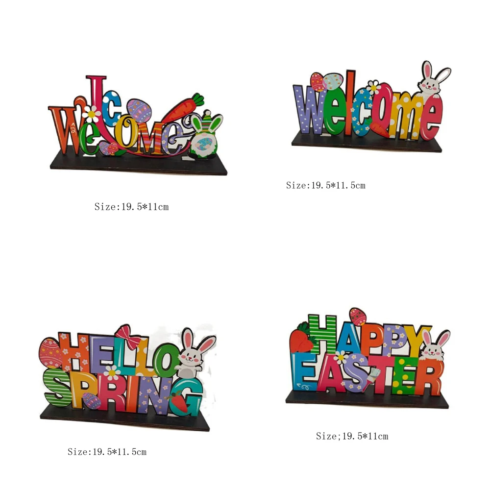 

Easter Wooden Crafts Ornaments New Easter Rabbit Easter egg Party Scene Decoration Handmade wood