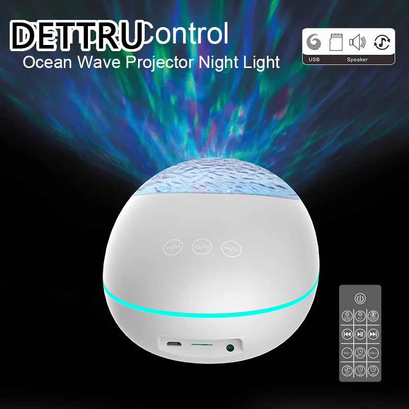 

Проекционная лампа Ocean для спальни, прикроватная настольная лампа, 8 режимов, Bluetooth, музыкальный динамик, проектор, светодиодный светильник д...