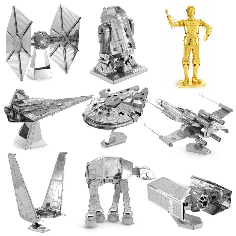

Star Wars 3D Metal Puzzle R2D2 C-3PO X Wing Fighter DIY Assembly Model Jigsaw Toys For Adult Kids Gift