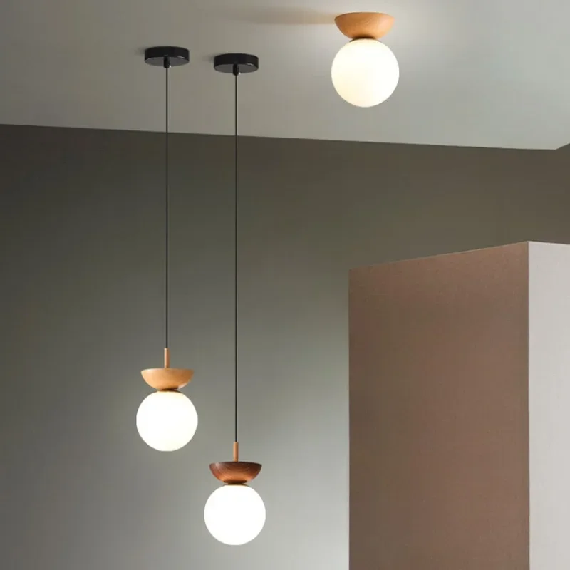 Входная лампа в японском стиле форме шара светильник виде бревен коридора