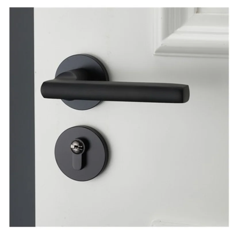 

Black Space Aluminum Door Handle Interior / Bedroom Door Lock Split Silent Door Lock ,Door Hardware