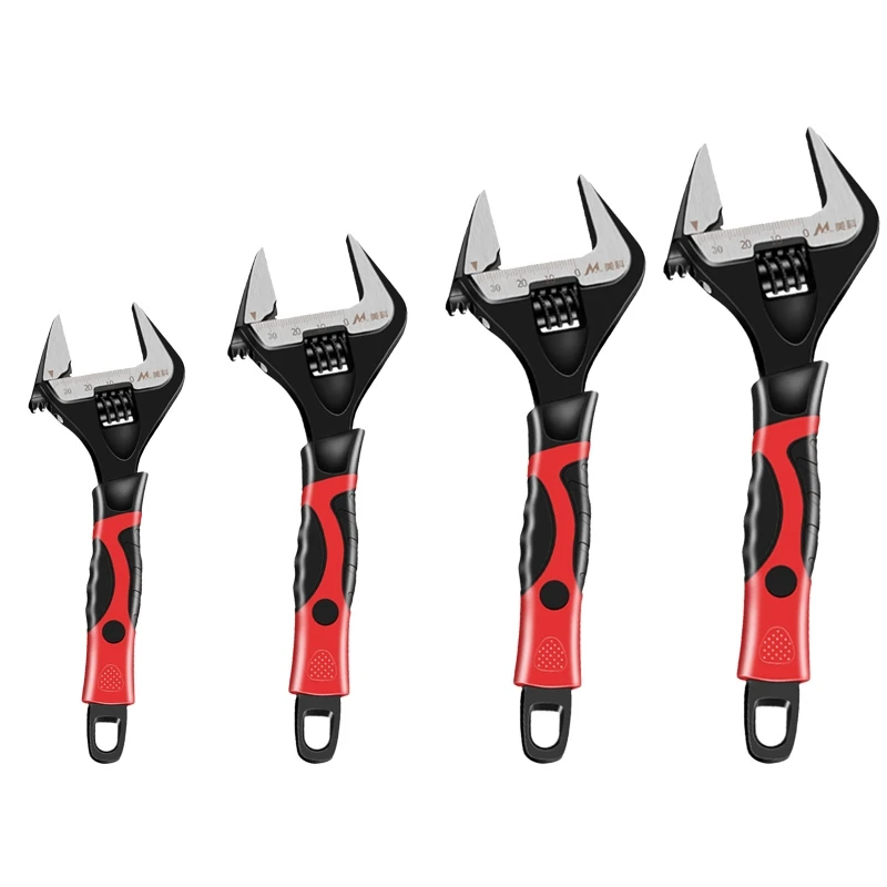 

1Pc Large Opening Adjustable Wrench Short Handle Spanner Bathroom Wrench Plumber Wrench Repair Tool 6''/8''/10''/12'' Home