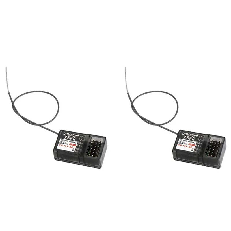 

2X DUMBORC X6FG 2.4G 6CH Receiver With Mixed Mode Gyro For RC X6 RC Car Tank Transmitter Remote Controller