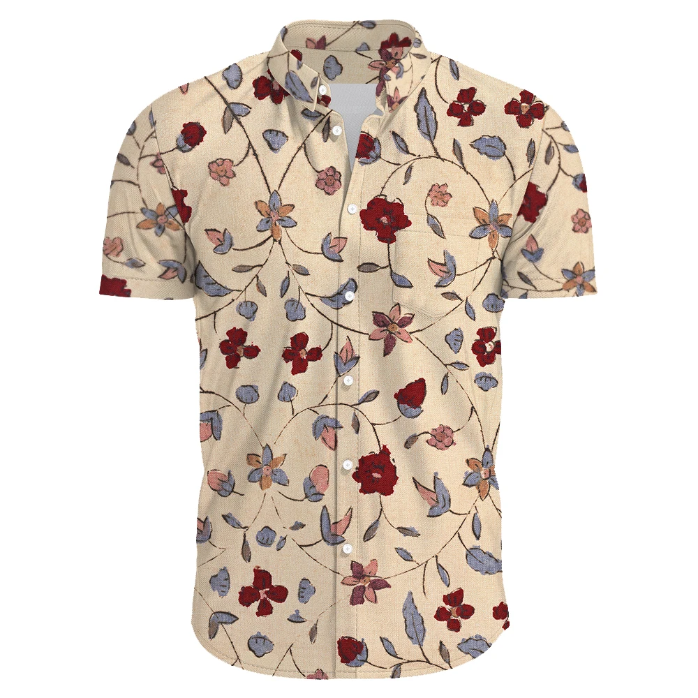 Гавайская Мужская рубашка Повседневная Эластичная пляжная сорочка с