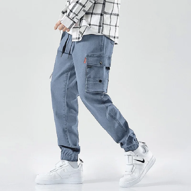 Men's Oversized Casual Multi-pocket Jeans Ins Fashion Brand Spring and Autumn Overalls Korean Version of Loose Nine-point Jeans