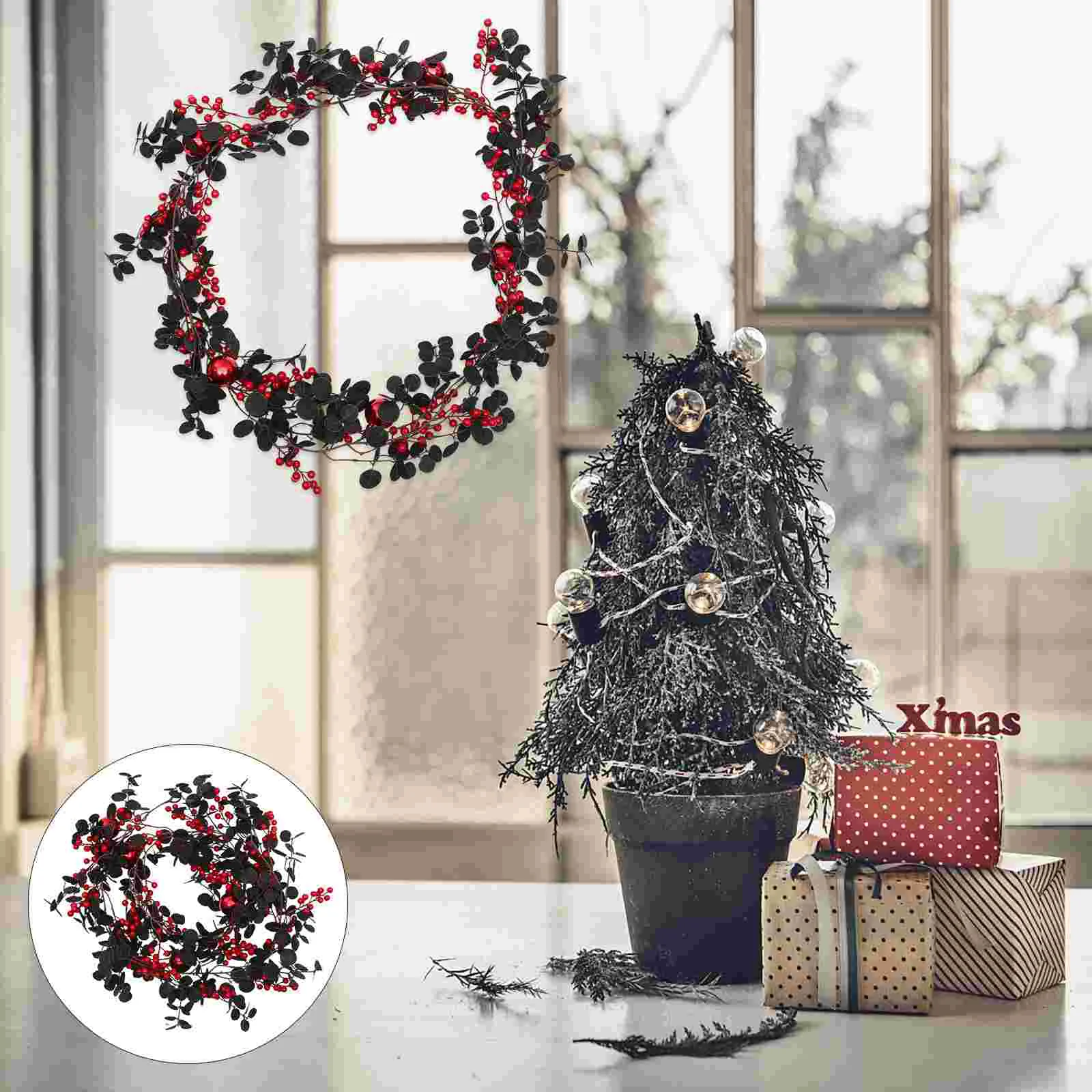 

Christmas Wreath Berry Garland Door Artificial Tree Eucalyptus Red Winter Holly Hanger Holiday Front Decoratio Vines Farmhosue