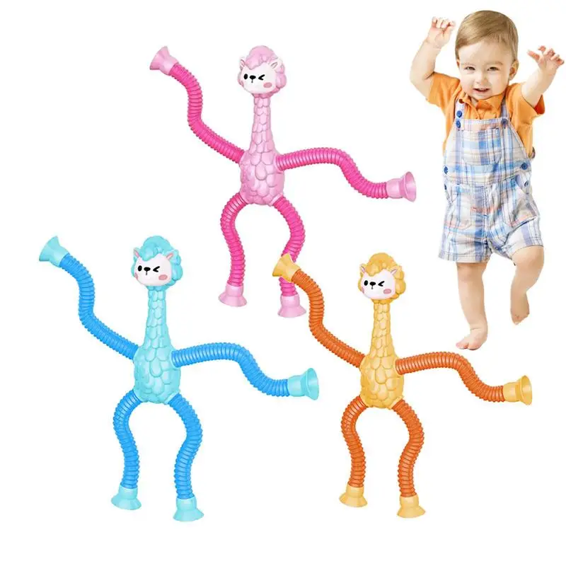 

Sensory Tubes Suction Cup Tube Alpaca Toys 3PCS Stretchy And Shape-Changing Toys Fine Motor Skills And Creative Learning For