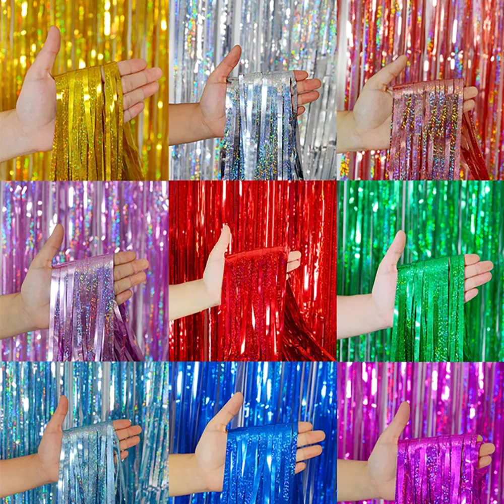 

Laser Laser-Pulled Curtain Halloween Christmas Wedding Decoration Party Birthday Background Ornament Wall Celebration Supplies