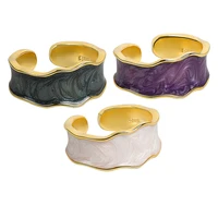 new fashion copper enamel drop glaze couple ring niche simple cold style design jewelry accessories
