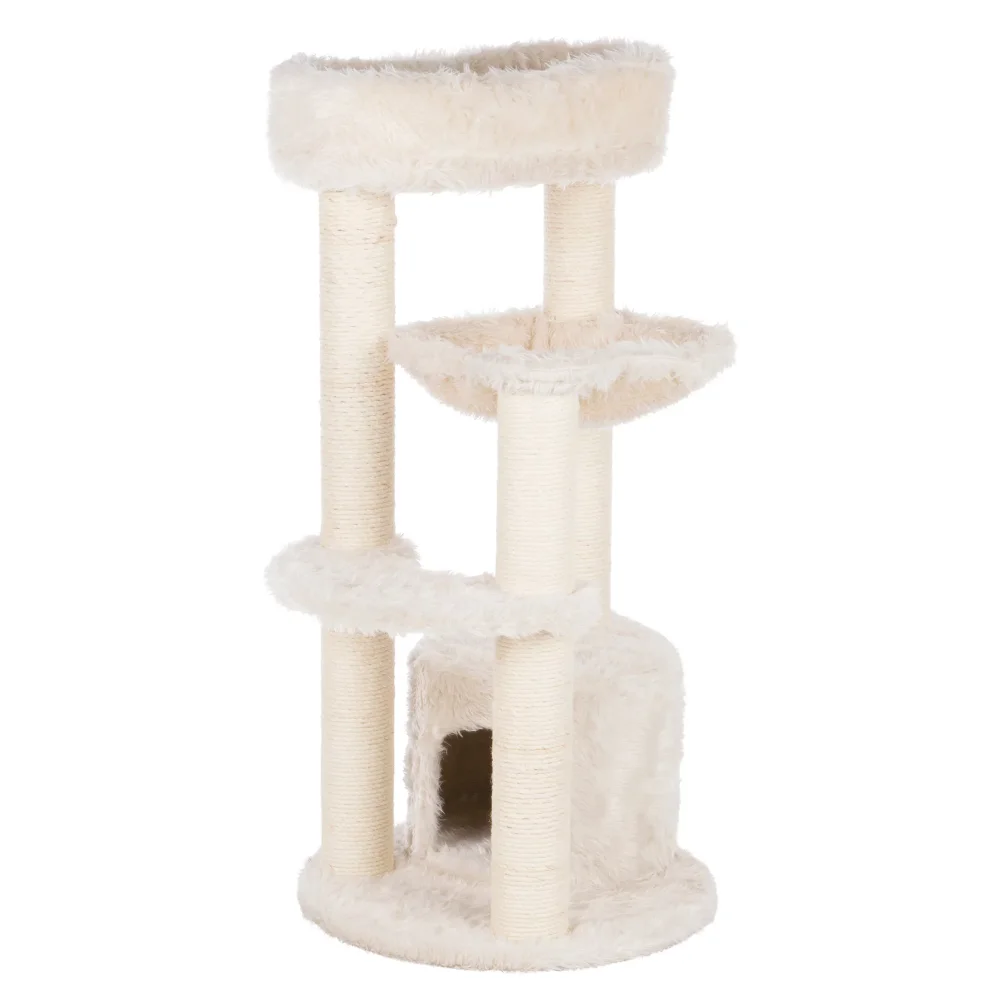 

Baza Junior Jute & Plush 3-Level 39" Cat Tower with Scratching Posts and Condo, Cream Cat Tree Cat Toys Cat Climbing Tree