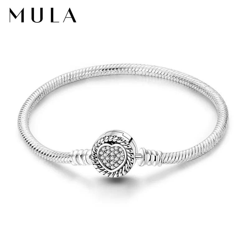 Браслет-цепочка женский посеребренный с застежкой-сердечком