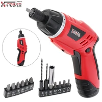 mini electric screwdriver 100 240v cordless 4 8v folded handle rechargeable led lighting two way rotating head for home office