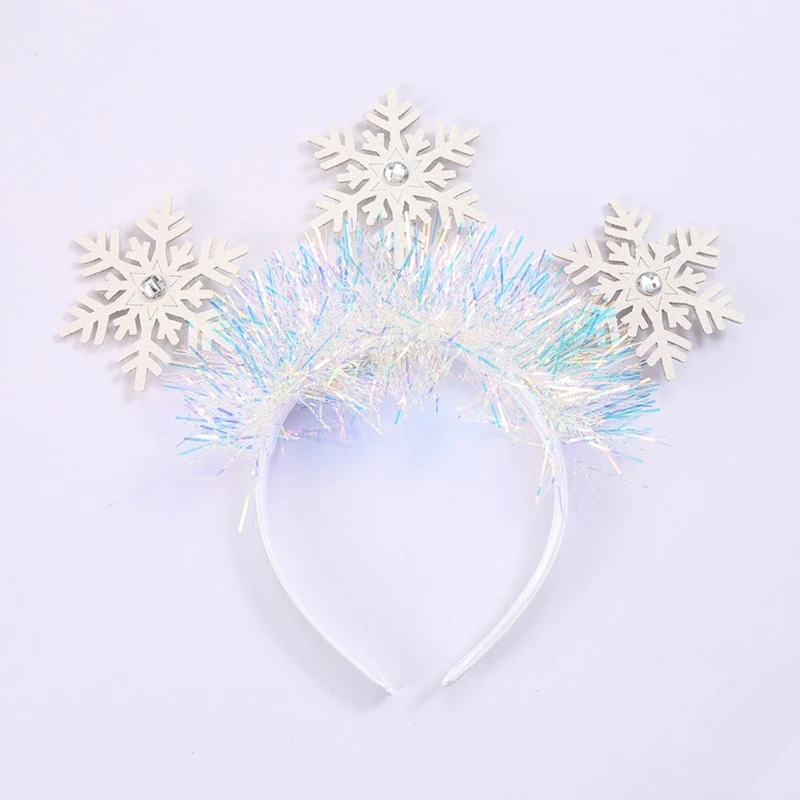 

40GC Carnival Headband Sequins Christmas Snowflake Shape Hairhoop for Adult Kids