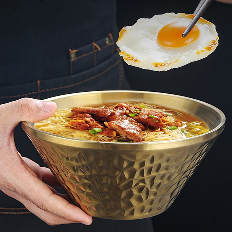 

Креативная Корейская миска из нержавеющей стали для рамен и лапши, посуда для салата, миски для смешивания фруктов, двухслойная теплоизоляция