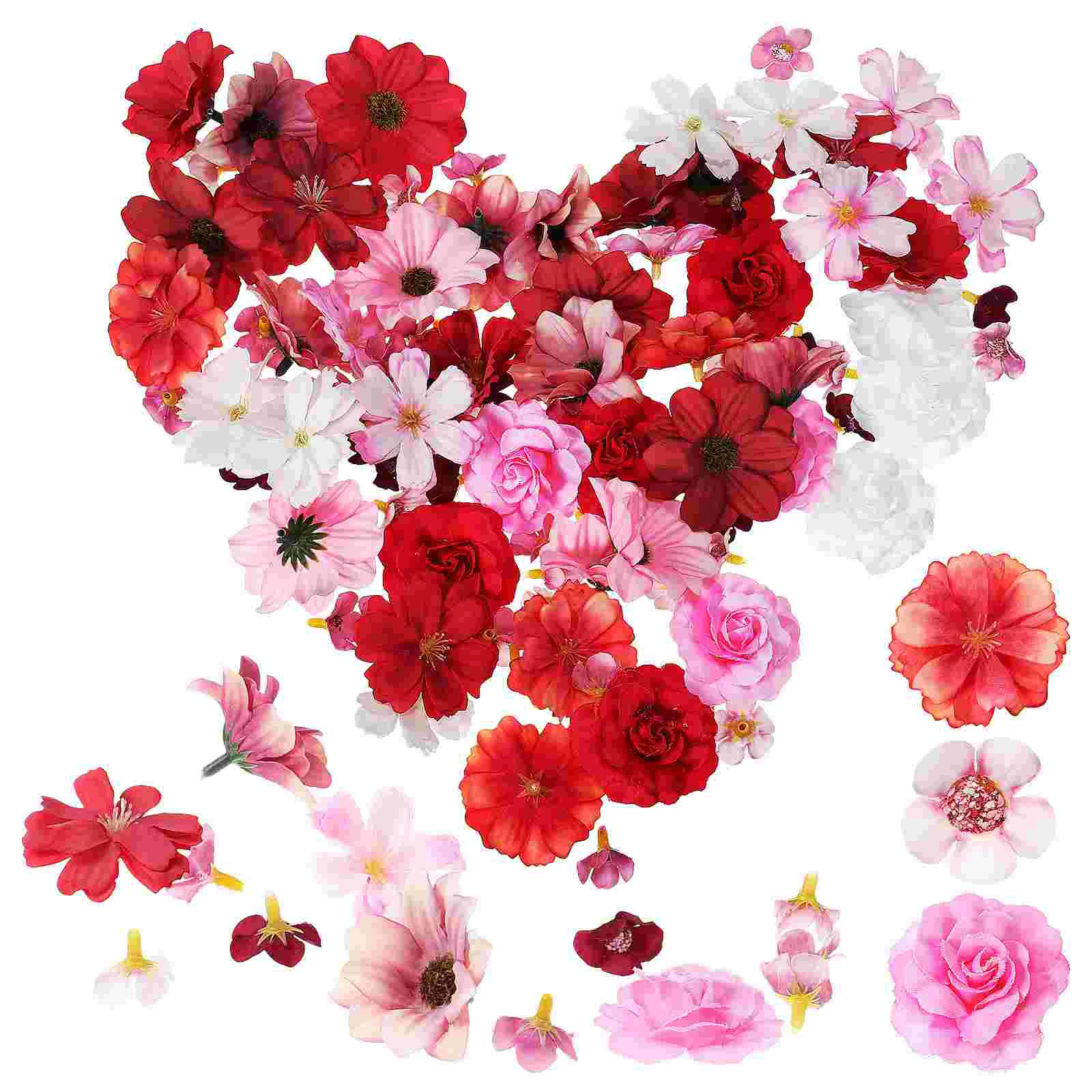 

100pcs Faux Flowers Heads Artificial Rose Plum Blossom Scrapbook Wedding Decoration