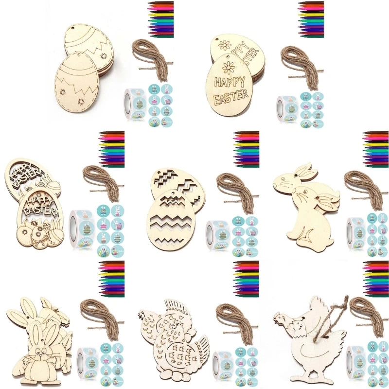 

Easter Egg Wooden Craft Easter Decorations Home Party Hanging Ornament Handcraft Unfinished Wood DIY Crafts Easter Egg