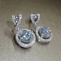2022 versatile classic design round dangle earrings for women dazzling crystal cz engagement wedding jewelry statement earring