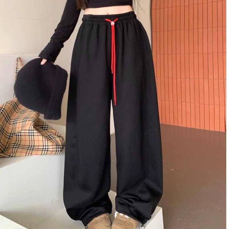 Deeptown Y2k Baggy Casual Sweatpants Woman Korean Popular Basic Wide Leg Grey Sports Pants Joggers Autumn New Essentials Trouser