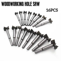 16 pcs drill bit set carbide tip hole puncher round shank wood drilling flat wing drill bits alloy hole saw woodworking tools