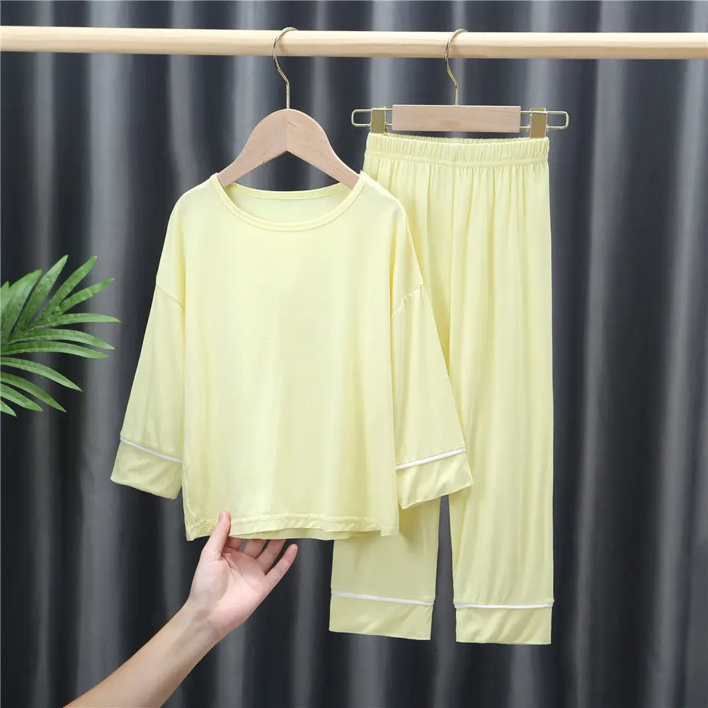 

2022 Spring New Fashion and Comfortable Kids Modal Cotton Home Clothes Boys and Girls Long-sleeved Trousers Pajamas Set