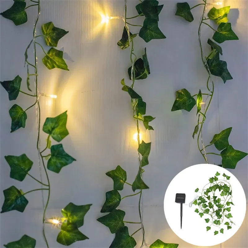 

Solar LED Artificial Green Leaf Rose Flower String Lights Christmas Wedding New Year Decoration Led Solar Lamps Outdoor Lighting